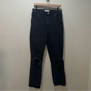 Abercrombie 90s Ultra High Rise Black Distressed Jeans sz 29/8